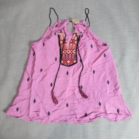 Vanessa Virginia Anthropologie Top Womens Small Pink Beaded Boho Southwestern - Picture 1 of 11